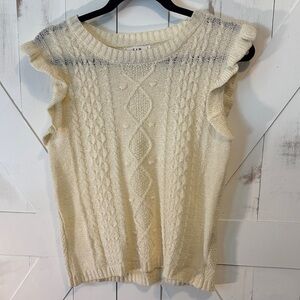 Cream Cable Knit Sleeveless Sweater